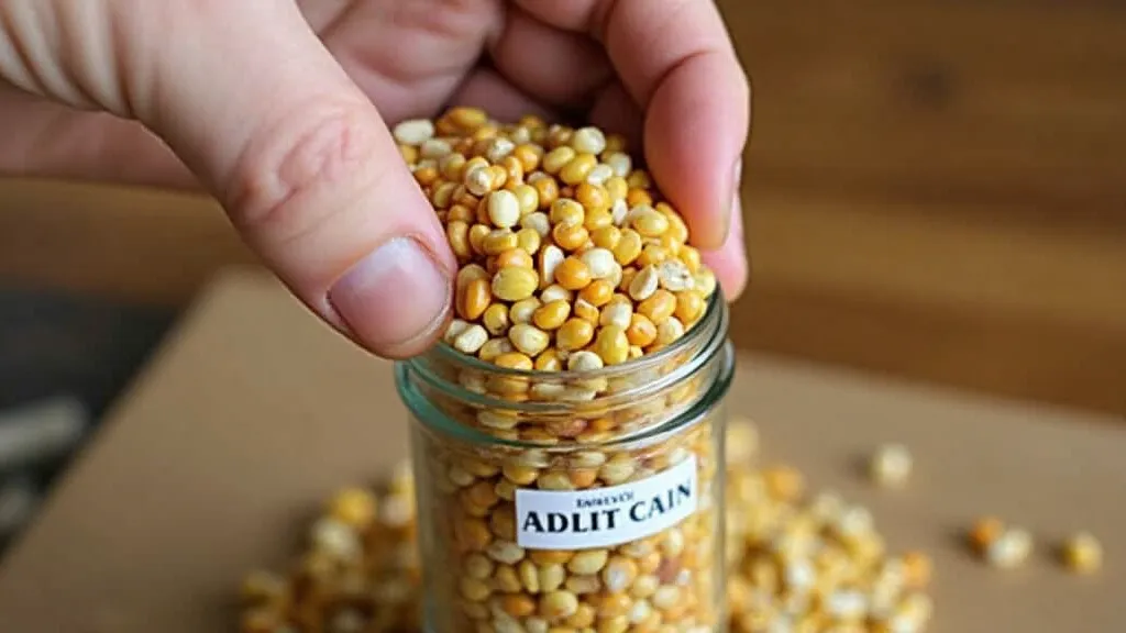 Heirloom corn seeds being stored