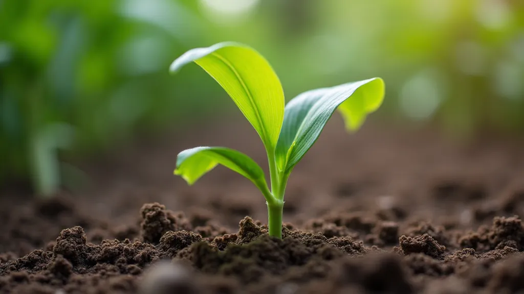 Young corn plant emerging