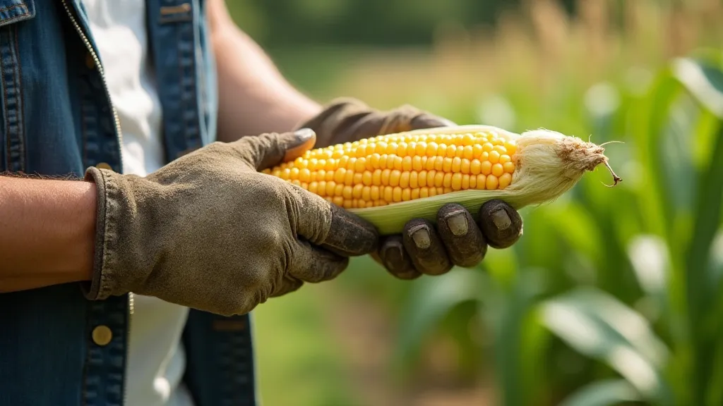Gardener husking corn