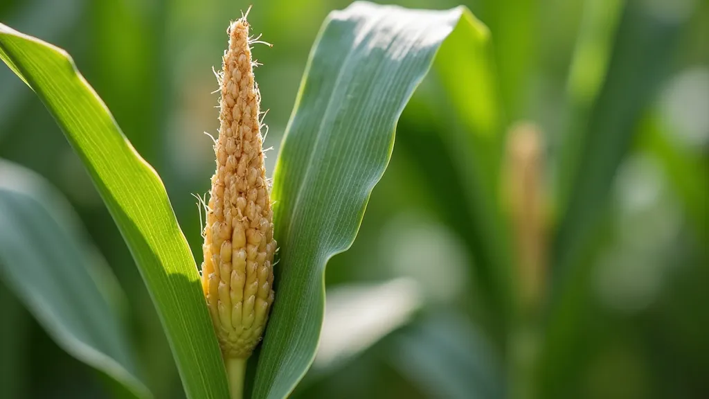 Corn plant with a stunted tassel