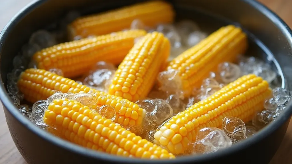 Corn cobs blanching