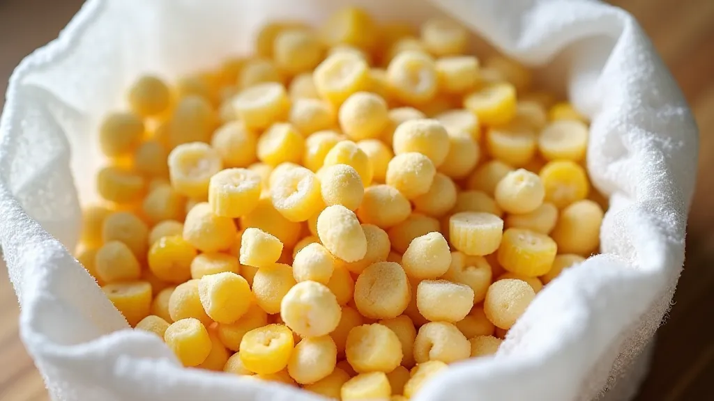 Frozen corn kernels in a bag