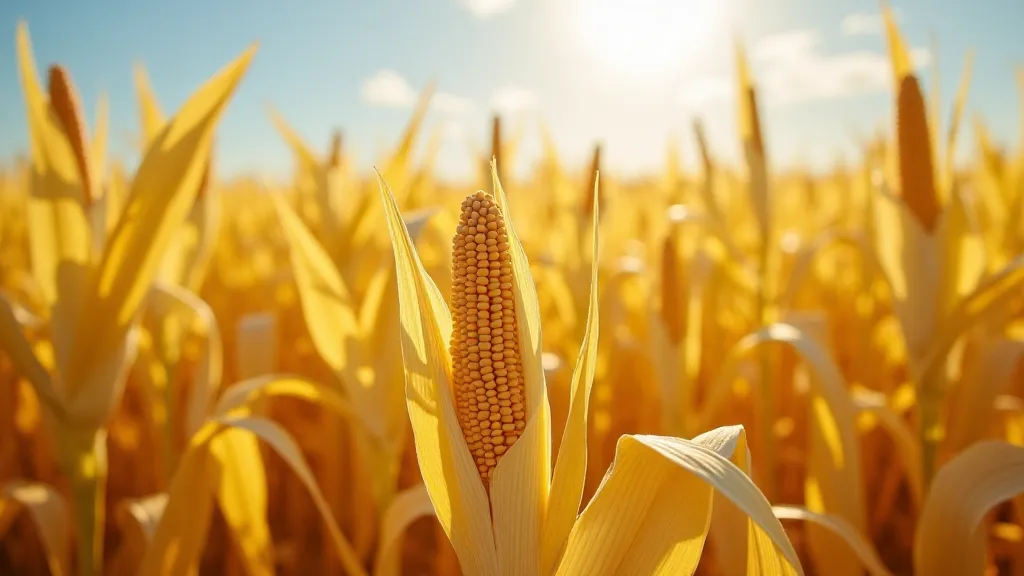 Golden Bantam corn stalks with ripe ears