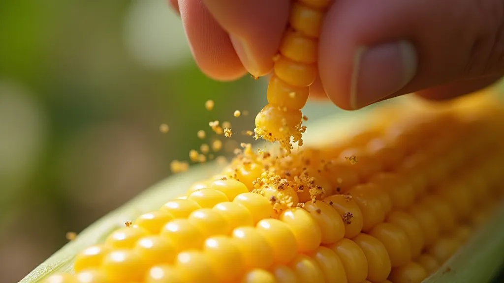 Hand pollinating corn