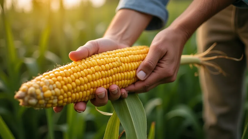Farmer harvesting corn