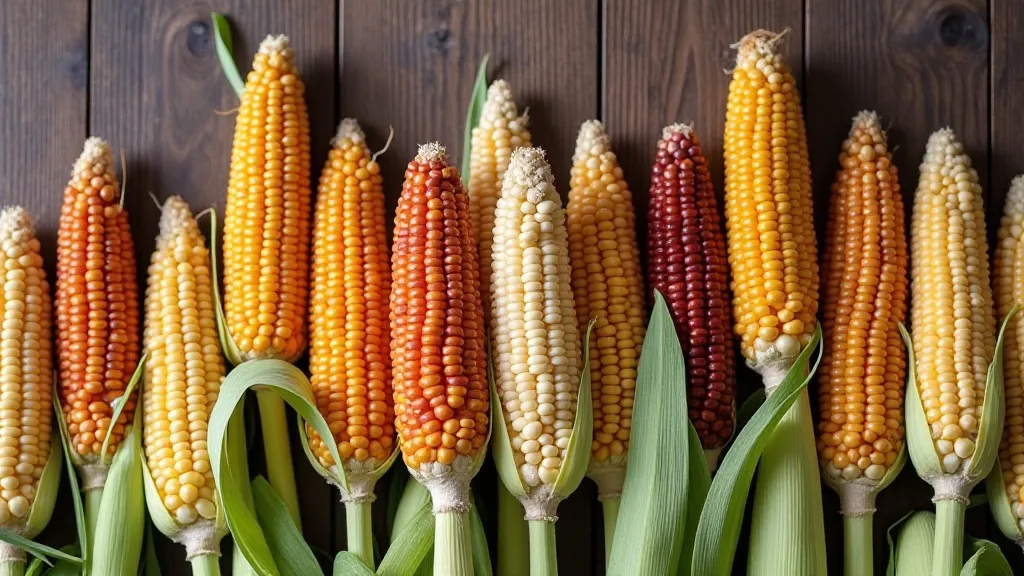 Different heirloom corn varieties