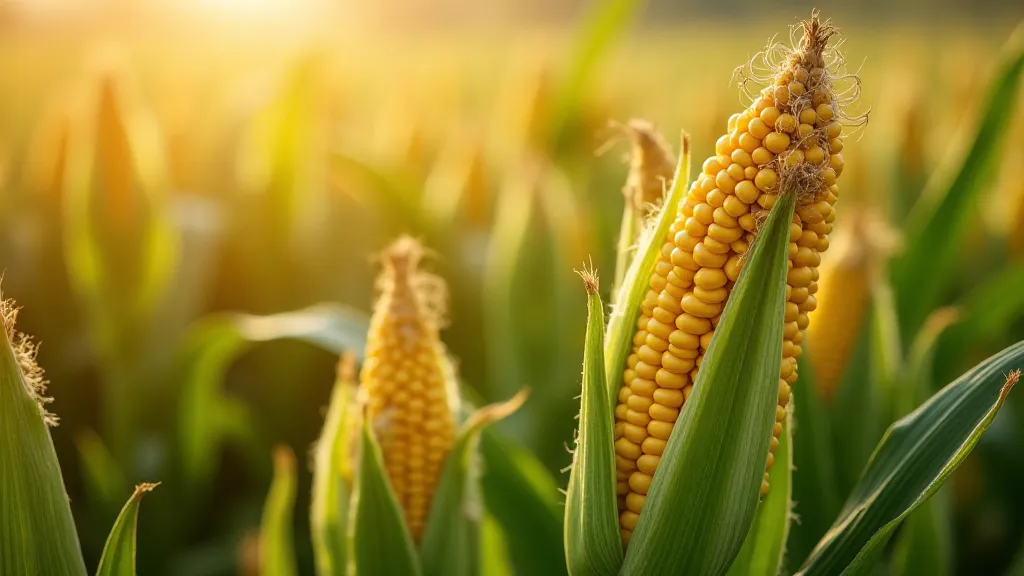 A field of ripe sweet corn