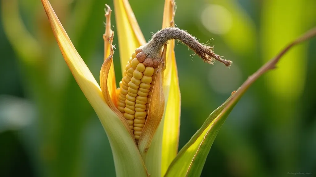 Heirloom corn plant with yellow leaves